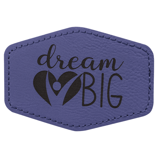3 1/2" x 2 1/2" Hex Purple Laserable Leatherette Patch with Kota Pro Adhesive (Sold by Case of 25)