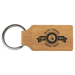 2 3/4" x 1 1/4" Laserable Leatherette Rectangle Keychain