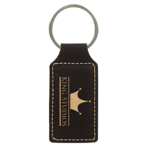 2 3/4" x 1 1/4" Laserable Leatherette Rectangle Keychain