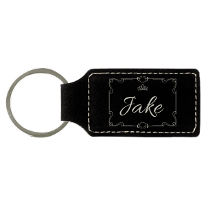 2 3/4" x 1 1/4" Laserable Leatherette Rectangle Keychain