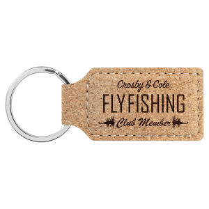 2 3/4" x 1 1/4" Laserable Leatherette Rectangle Keychain