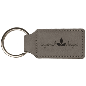 2 3/4" x 1 1/4" Laserable Leatherette Rectangle Keychain