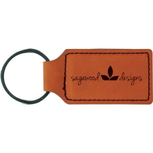 2 3/4" x 1 1/4" Laserable Leatherette Rectangle Keychain