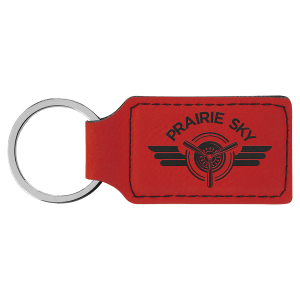 2 3/4" x 1 1/4" Laserable Leatherette Rectangle Keychain