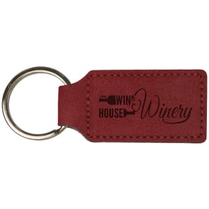2 3/4" x 1 1/4" Laserable Leatherette Rectangle Keychain