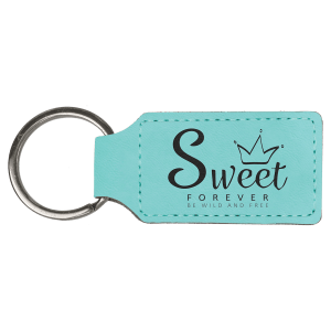 2 3/4" x 1 1/4" Laserable Leatherette Rectangle Keychain
