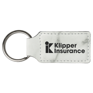 2 3/4" x 1 1/4" Laserable Leatherette Rectangle Keychain
