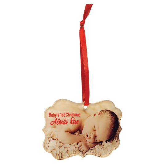 3" x 4 1/4" Benelux Sublimatable Acrylic Ornament with Red Ribbon (Sold by Case of 10)