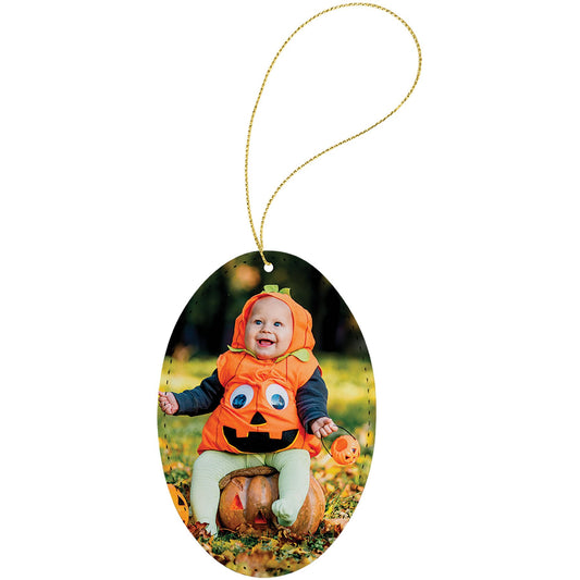Subli-Tru Oval Ornament with Gold String (Sold by Case of 25)