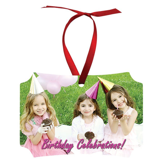 3.95" x 2.74" Gloss White Unisub Aluminum Berlin Ornament, 2-sided (Sold by Case of 50)