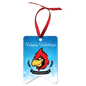 2.5" x 3.5" Gloss White Unisub Hardboard Bunting Ornament, 2-Sided w/Red Ribbon (Sold by Case of 25)