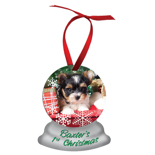 3.75" x 3" 2 Sided Gloss White Aluminum Snow Globe Ornament (Sold by Case of 50)