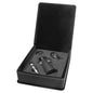 Black/Silver Laserable Leatherette 3-Piece Wine Tool Gift Set (Sold by Case of 6)