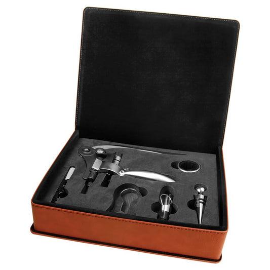 Rawhide Laserable Leatherette 5-Piece Wine Tool Gift Set (Sold by Case of 6)