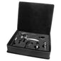 Black/Silver Laserable Leatherette 5-Piece Wine Tool Gift Set (Sold by Case of 6)